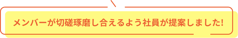 メンバーが切磋琢磨し合えるよう社員が提案しました